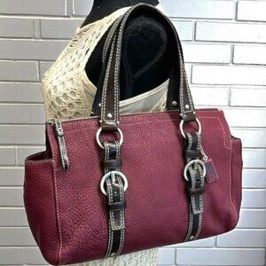 COACH #F10887 Mulberry Chelsea Shoulder Satchel Tote Pebbled Leather Zip Close